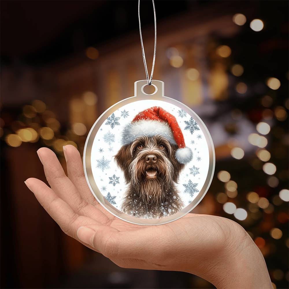 Christmas Dog - Wirehaired Pointing Griffon - Acrylic Ornament