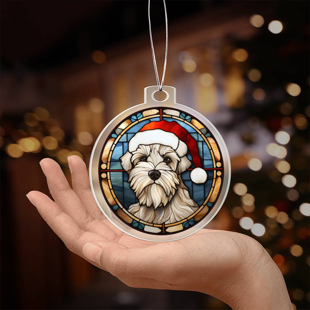 Dog Stained Glass Christmas Design 033 - Acrylic Ornament