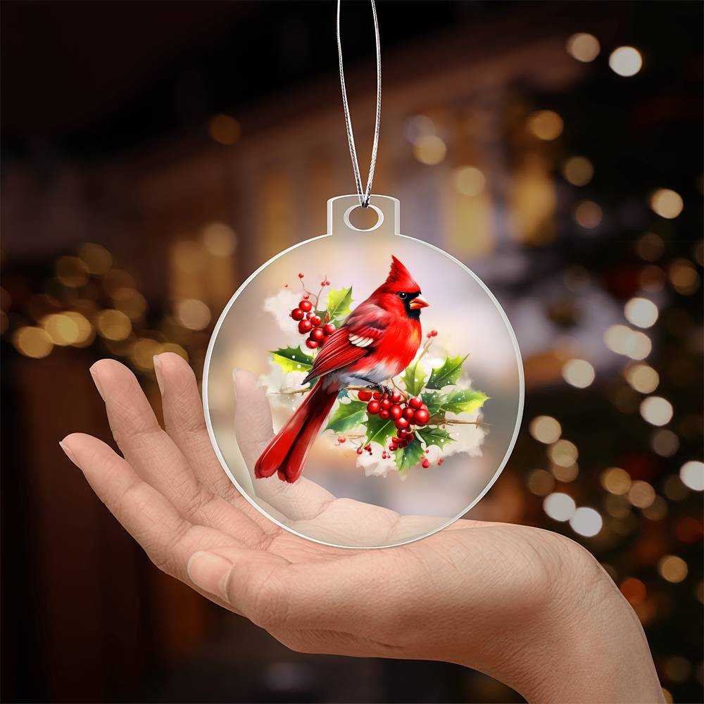 Christmas Cardinal 004 - Acrylic Ornament