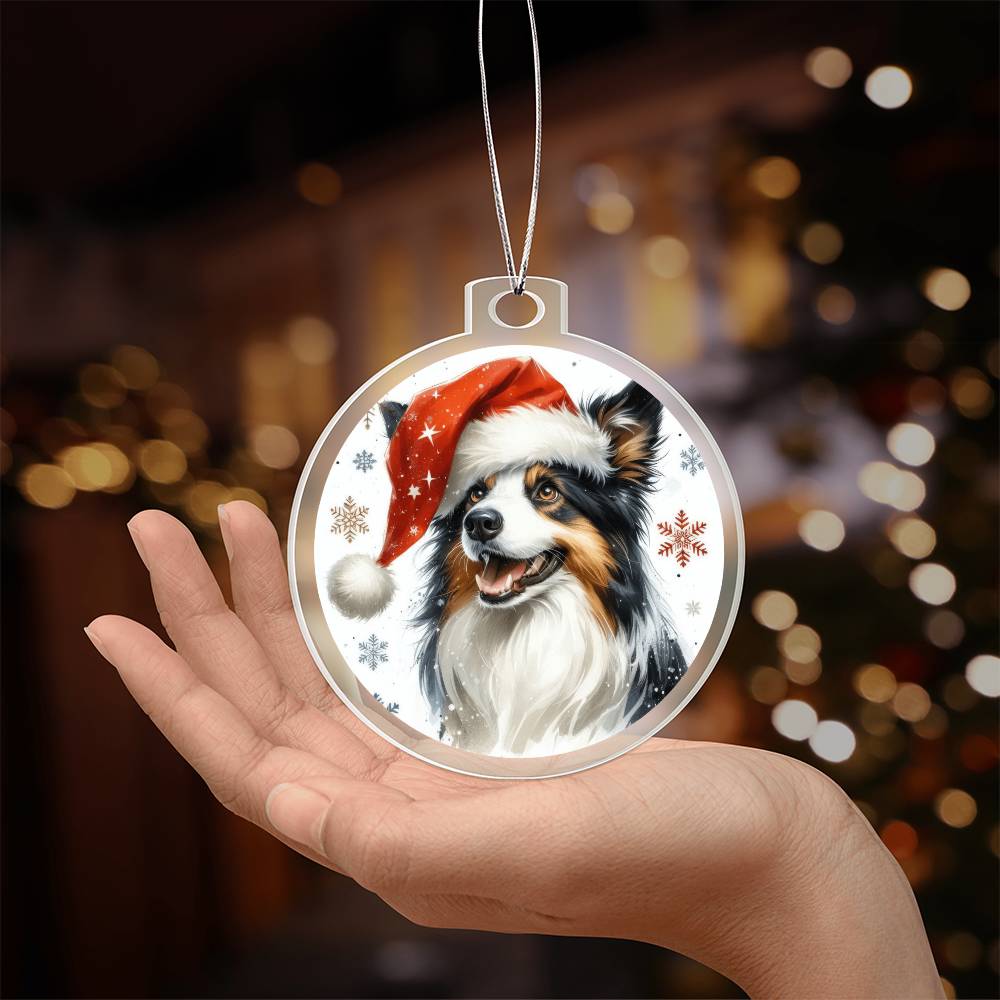 Christmas Dog - Border Collie - Acrylic Ornament