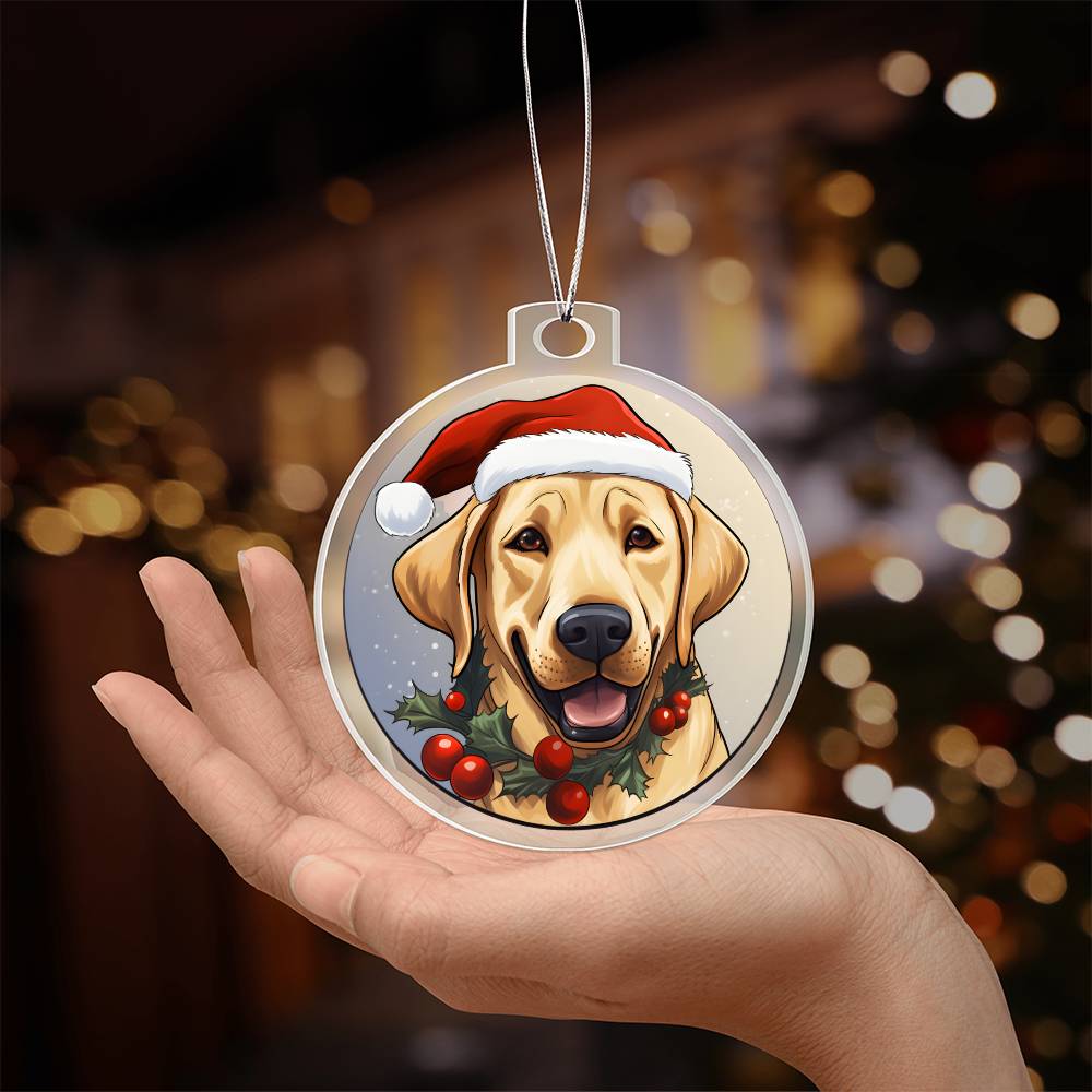Dog Stained Glass Christmas Design 029 - Acrylic Ornament