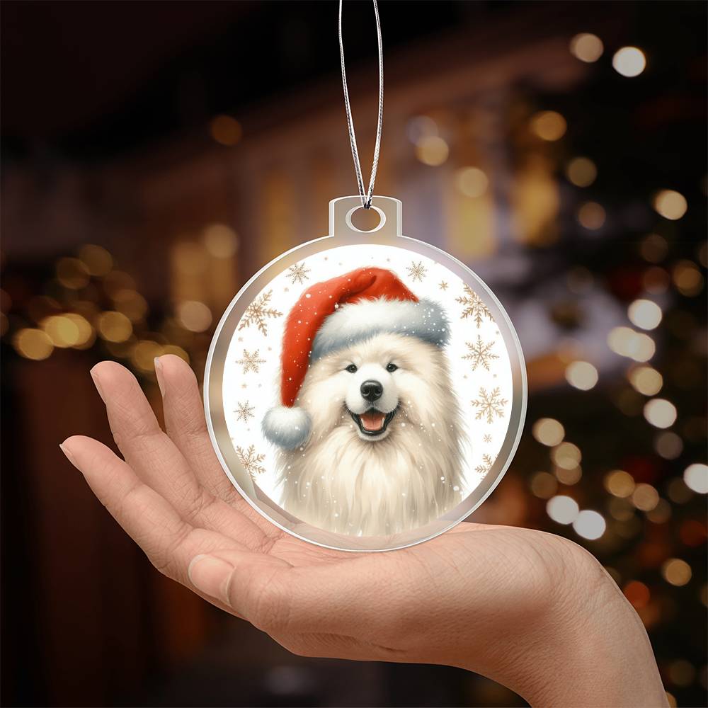 Christmas Dog - Samoyed - Acrylic Ornament