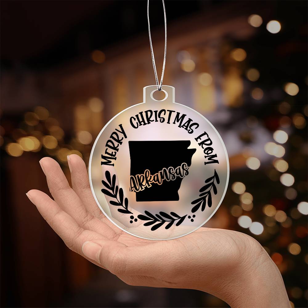 Merry Christmas From Arkansas - Acrylic Ornament