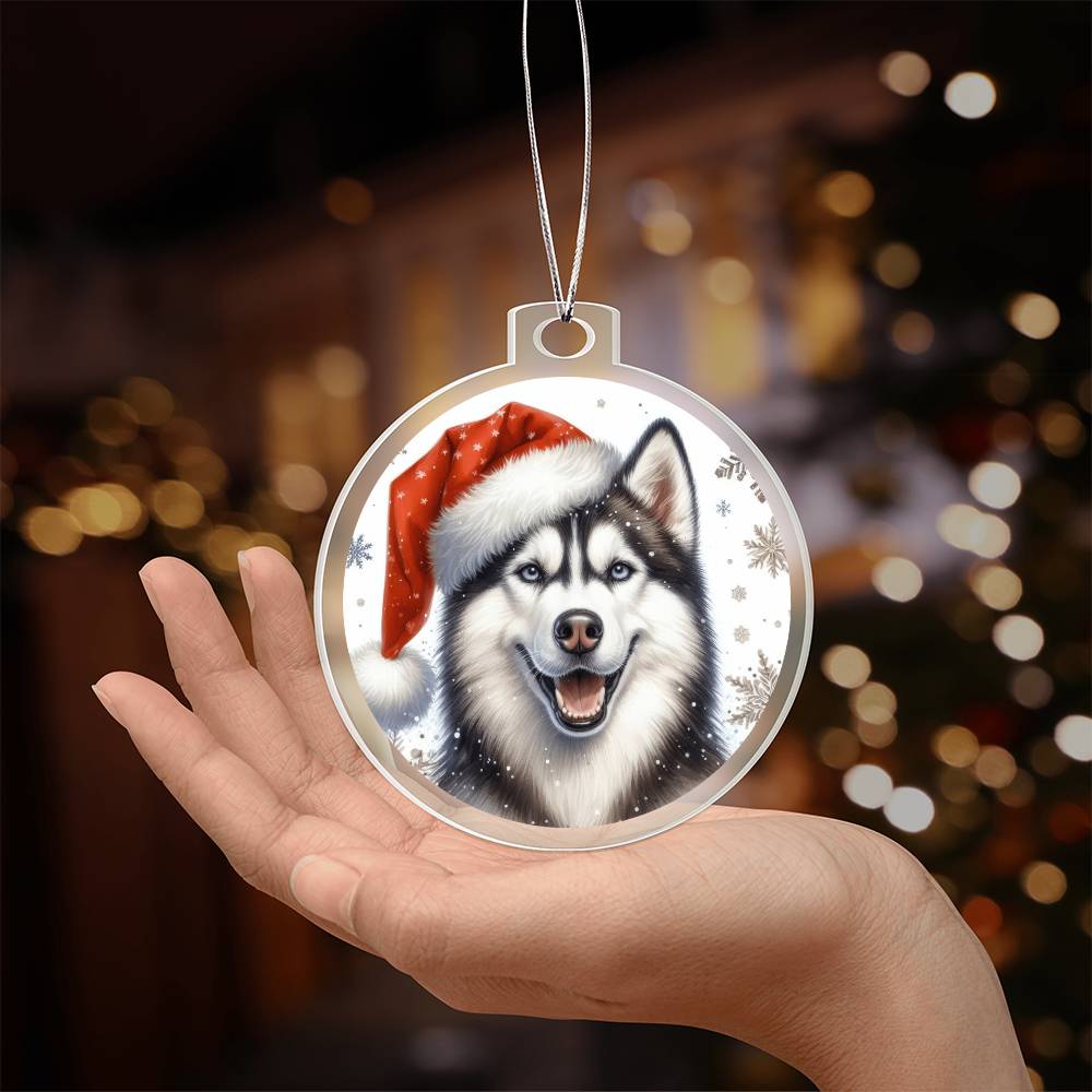 Christmas Dog - Siberian Husky Dog - Acrylic Ornament