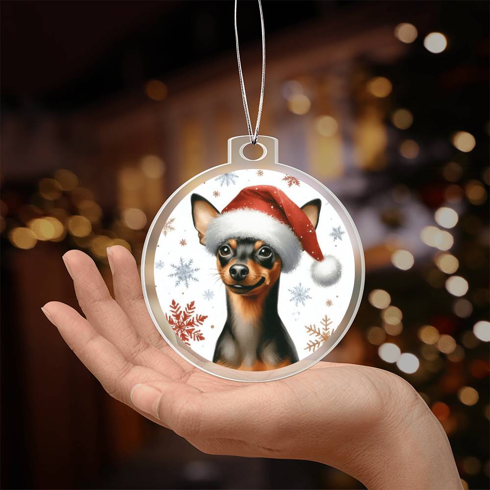 Christmas Dog - Miniature Pinscher - Acrylic Ornament