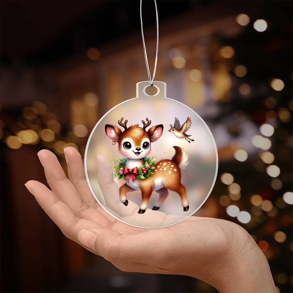 Cute Christmas Reindeer 017 - Acrylic Ornament
