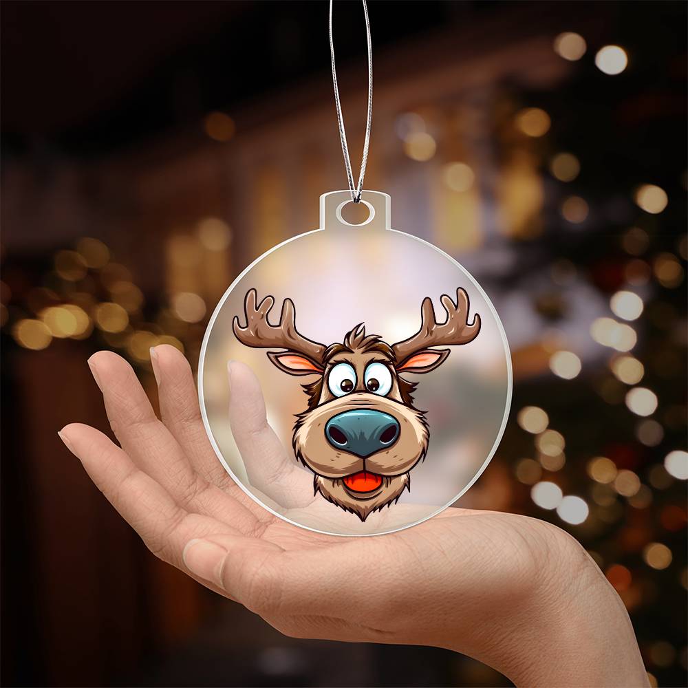Funny Reindeer Face 02 - Acrylic Ornament