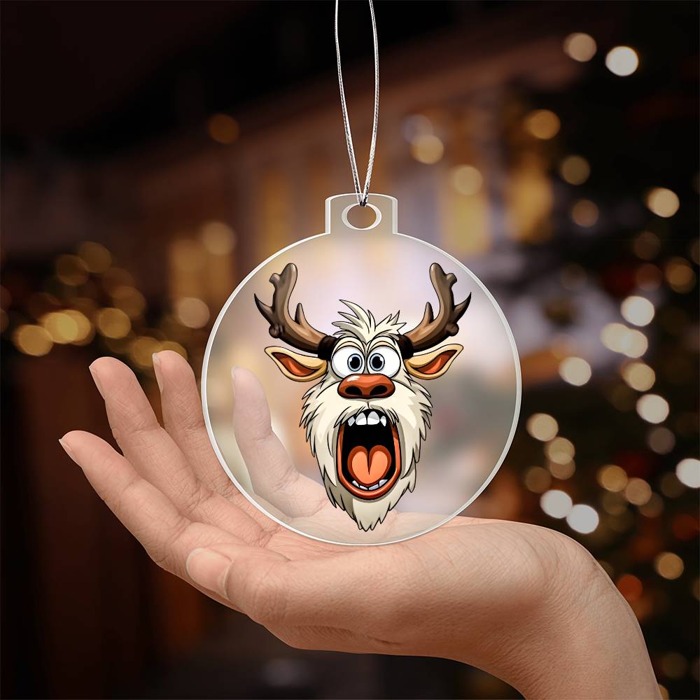 Funny Reindeer Face 17 - Acrylic Ornament