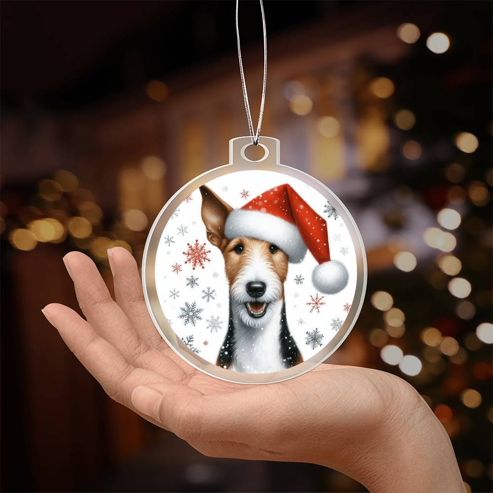 Christmas Dog - Smooth Fox Terrier - Acrylic Ornament