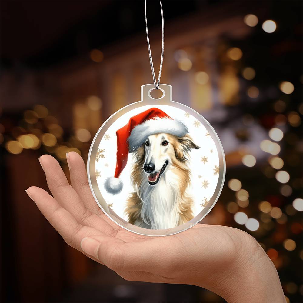 Christmas Dog - Borzoi - Acrylic Ornament