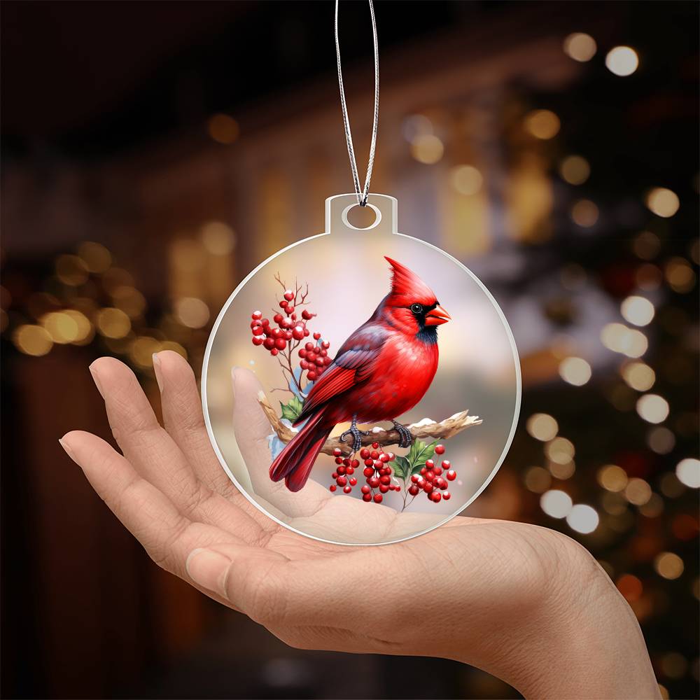 Christmas Cardinal 010 - Acrylic Ornament