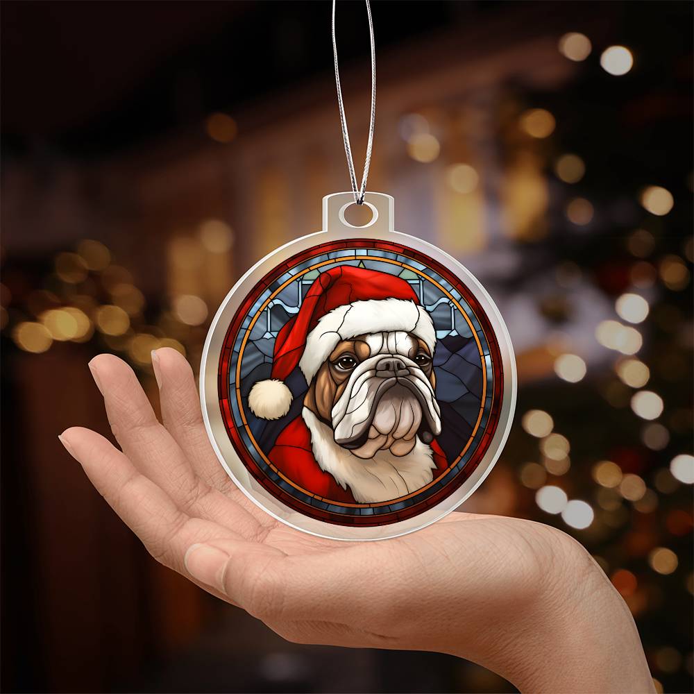 Dog Stained Glass Christmas Design 015 - Acrylic Ornament