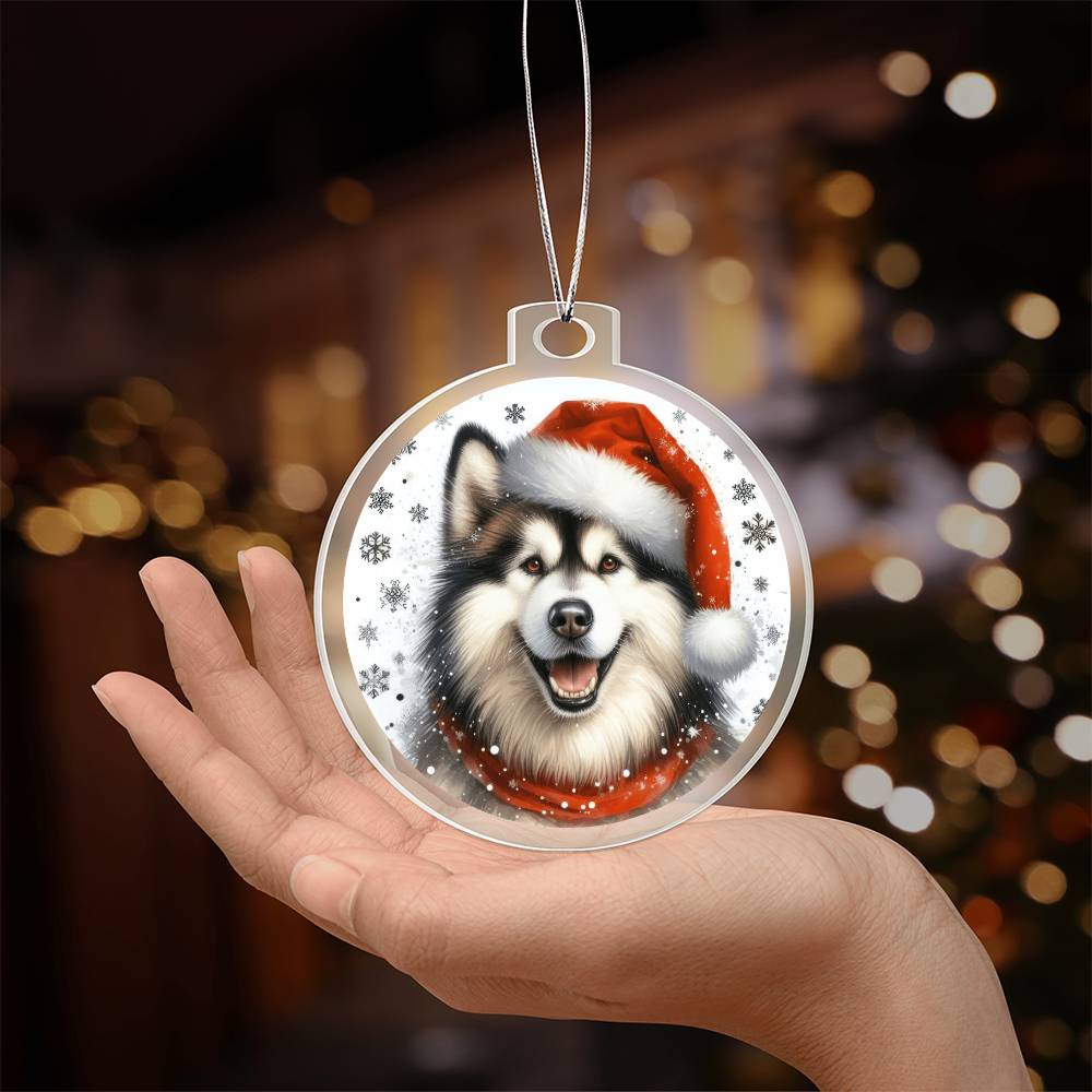 Christmas Dog - Alaskan Malamute - Acrylic Ornament