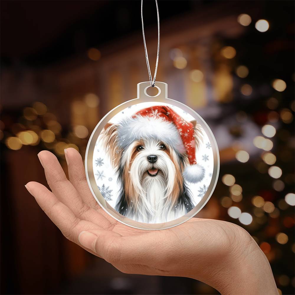 Christmas Dog - Biewer Terrier - Acrylic Ornament