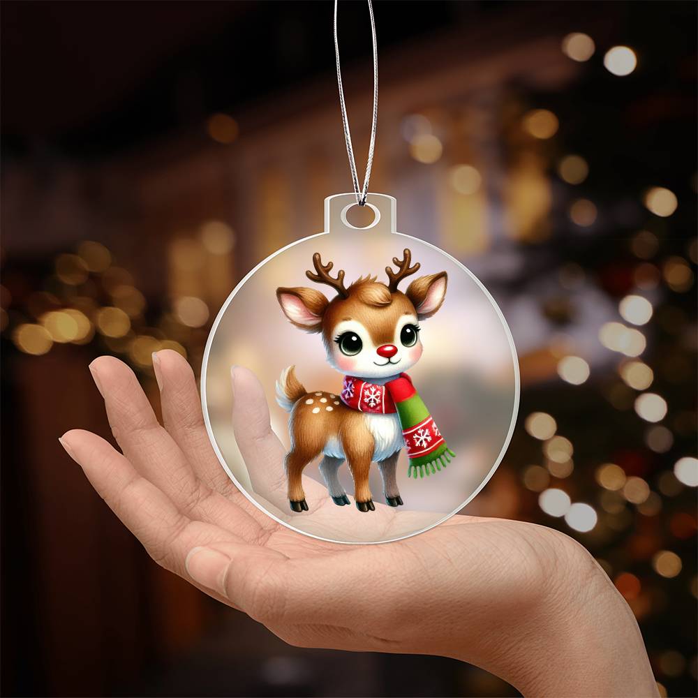 Cute Christmas Reindeer 002 - Acrylic Ornament