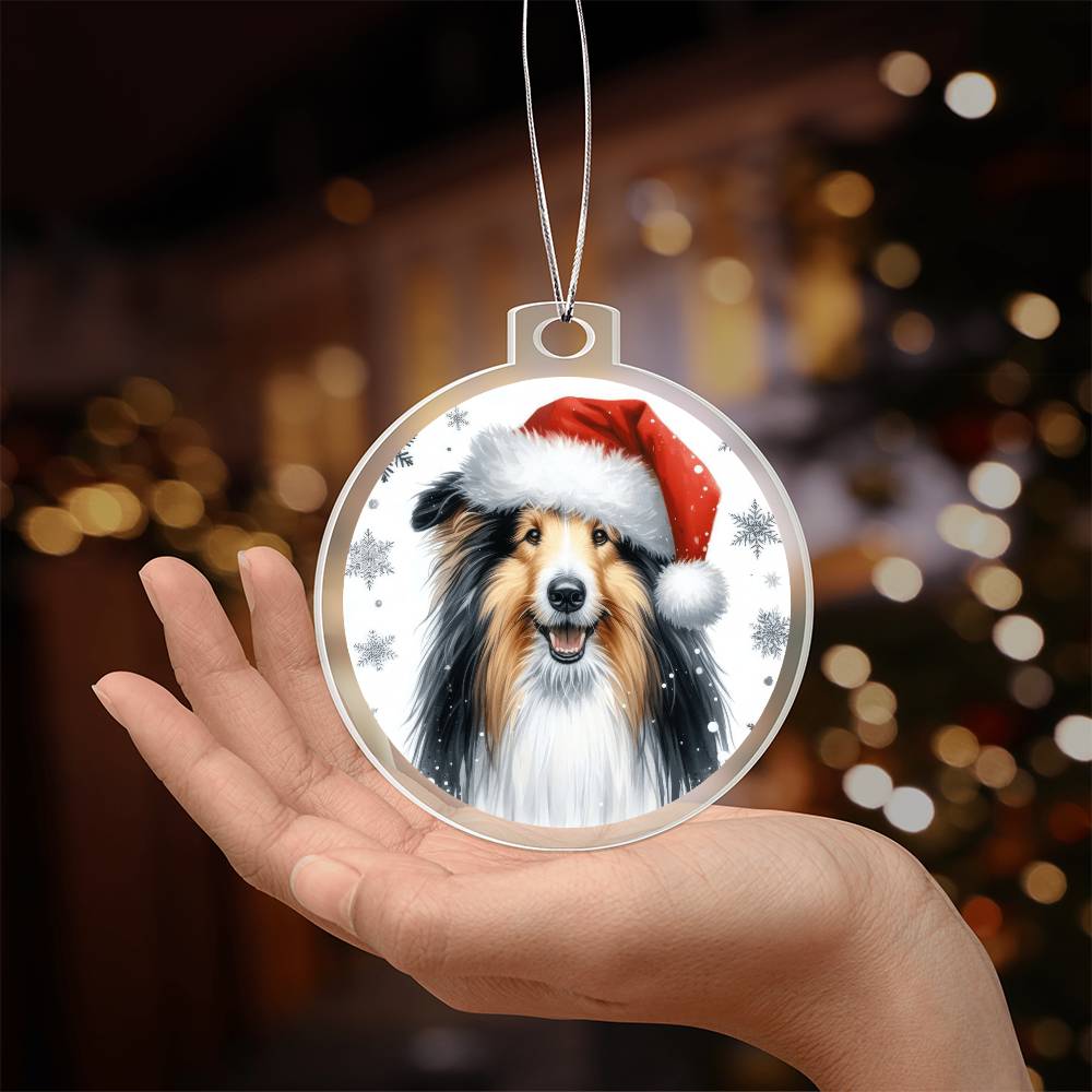 Christmas Dog - Bearded Collie - Acrylic Ornament