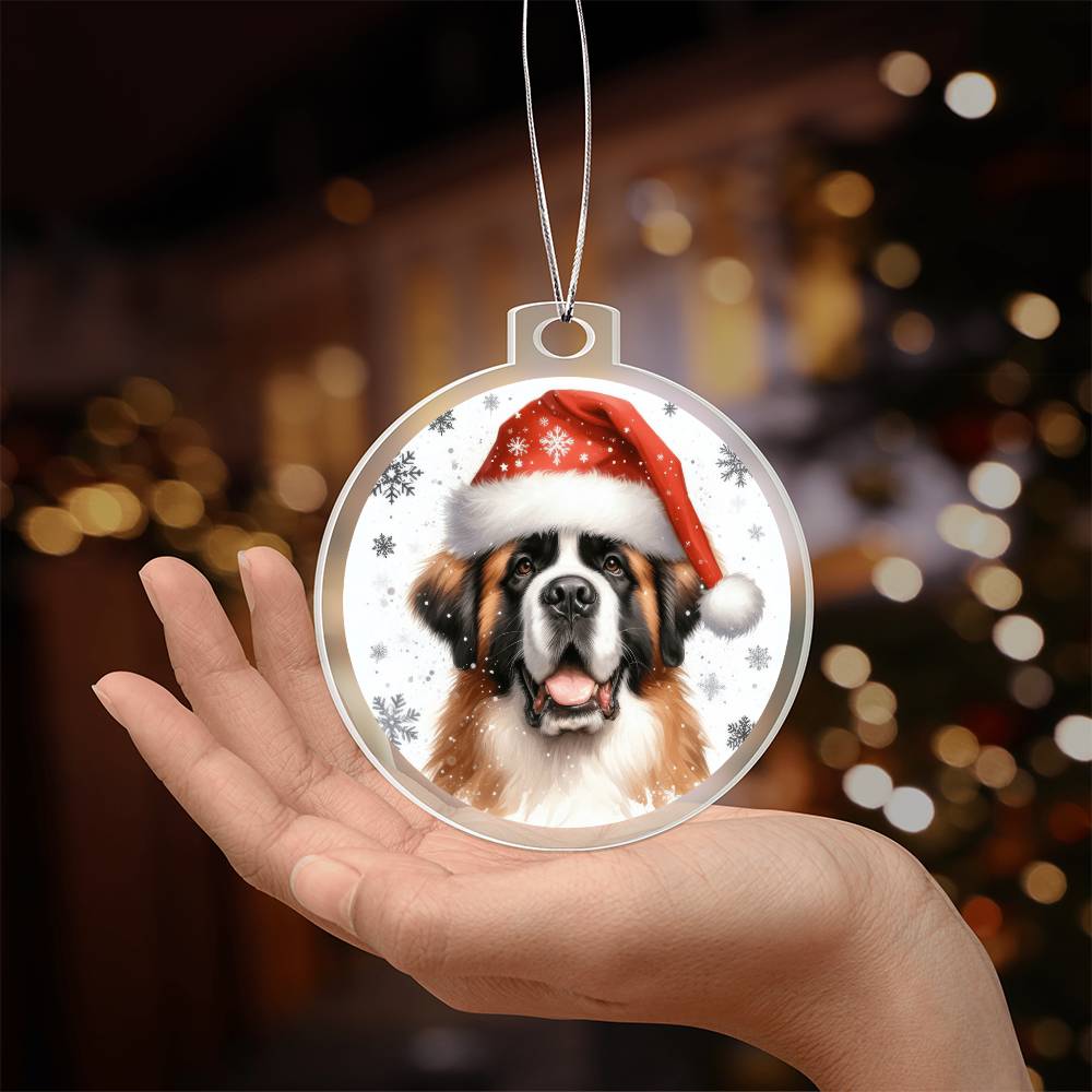 Christmas Dog - St. Bernard - Acrylic Ornament