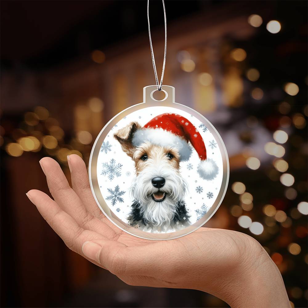 Christmas Dog - Wire Fox Terrier - Acrylic Ornament