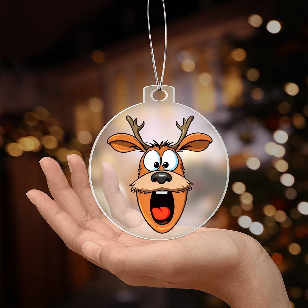 Funny Reindeer Face 09 - Acrylic Ornament
