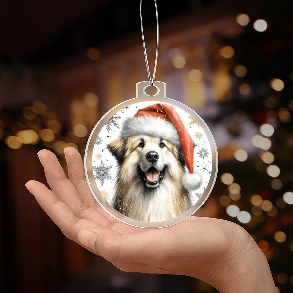 Christmas Dog - Pyrenean Shepherd - Acrylic Ornament