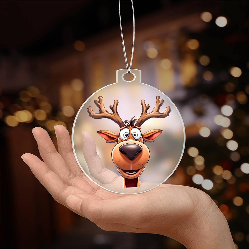 Funny Reindeer Face 03 - Acrylic Ornament