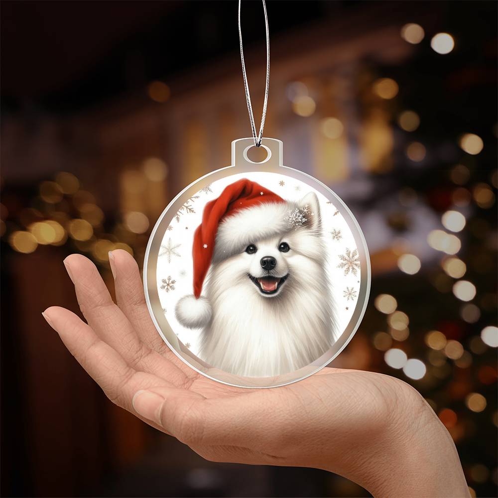 Christmas Dog - American Eskimo - Acrylic Ornament