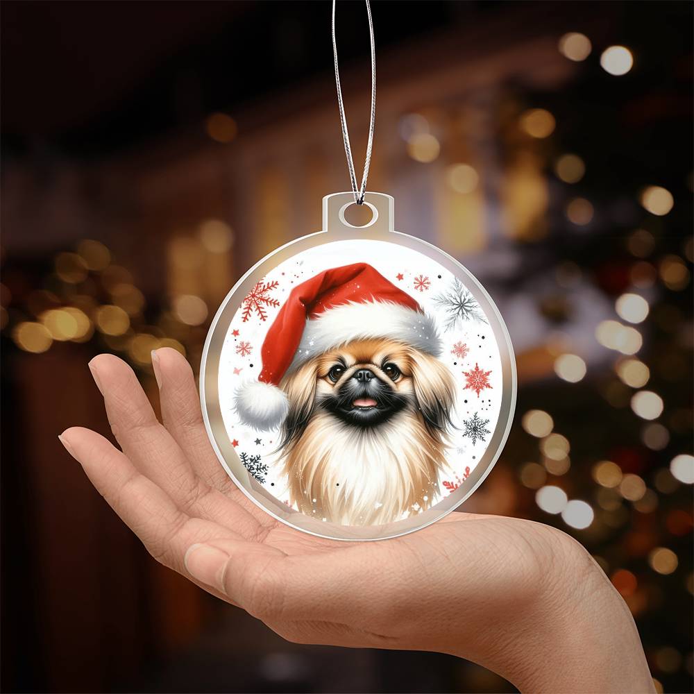 Christmas Dog - Pekingese - Acrylic Ornament