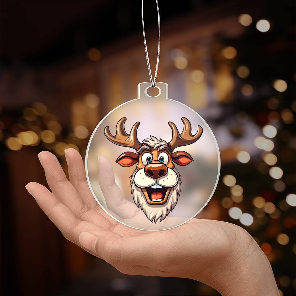Funny Reindeer Face 08 - Acrylic Ornament