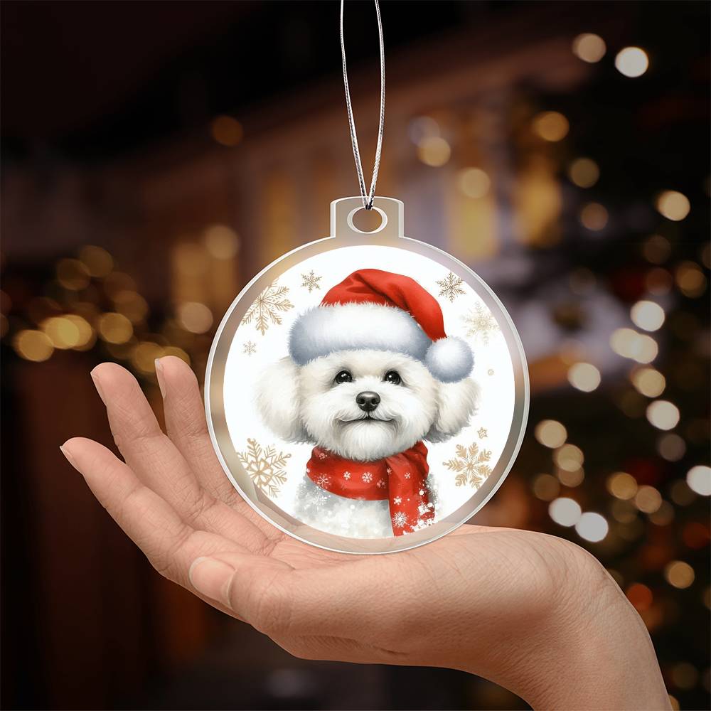 Christmas Dog - Bichon Frise - Acrylic Ornament