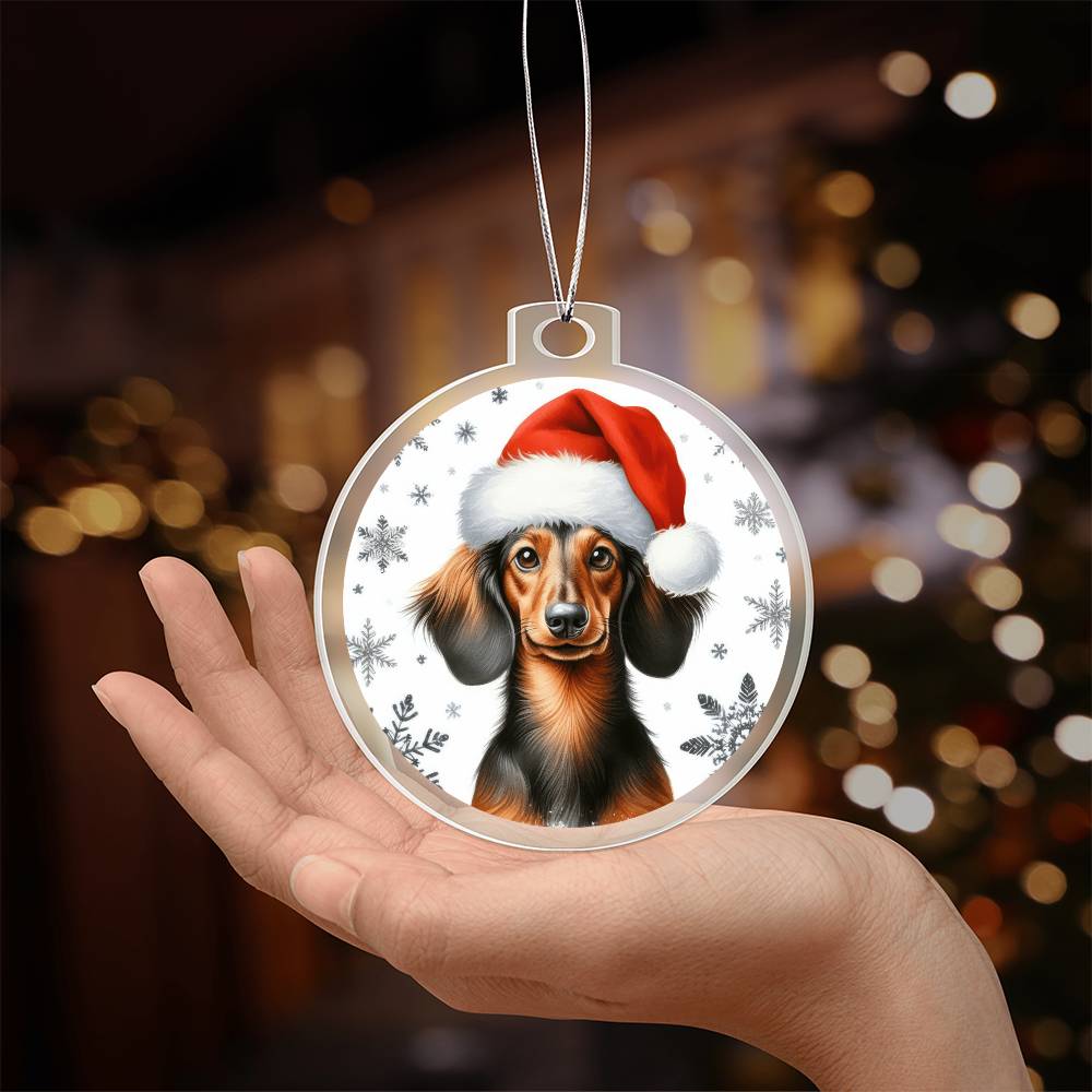 Christmas Dog - Dachshund - Acrylic Ornament