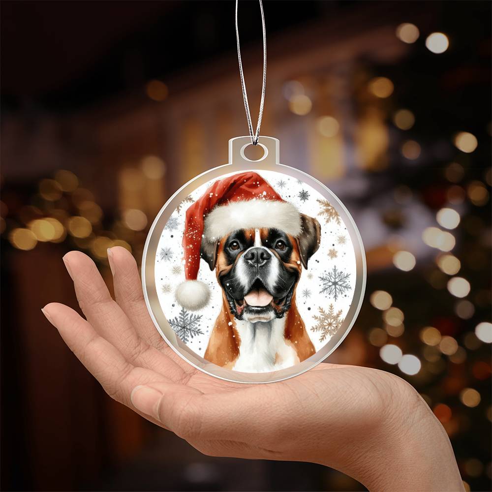 Christmas Dog - Boxer - Acrylic Ornament