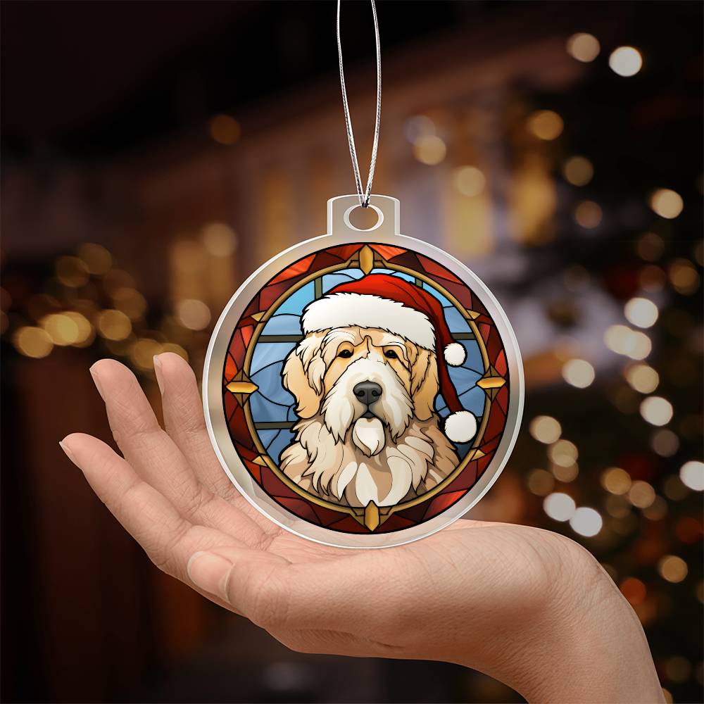 Dog Stained Glass Christmas Design 025 - Acrylic Ornament