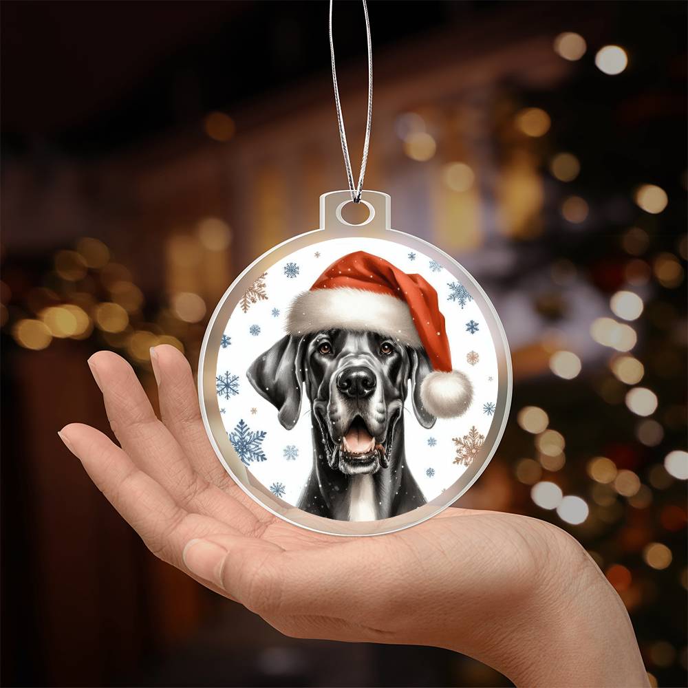 Christmas Dog - Great Dane - Acrylic Ornament