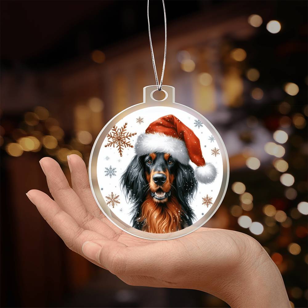 Christmas Dog - Gordon Setter - Acrylic Ornament