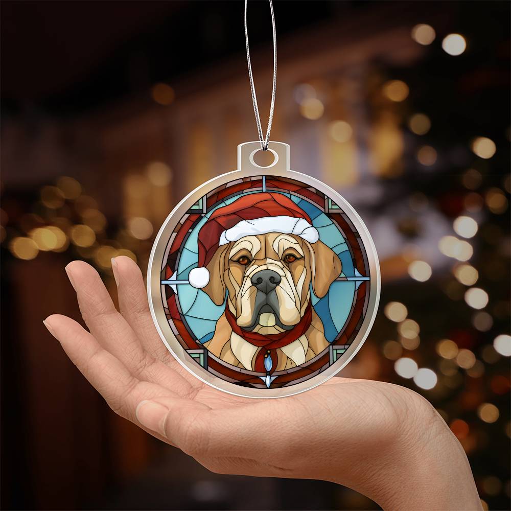 Dog Stained Glass Christmas Design 004 - Acrylic Ornament
