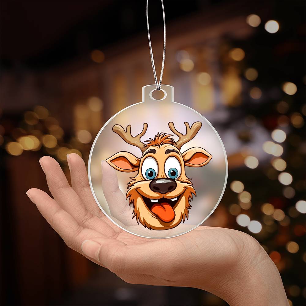 Funny Reindeer Face 07 - Acrylic Ornament