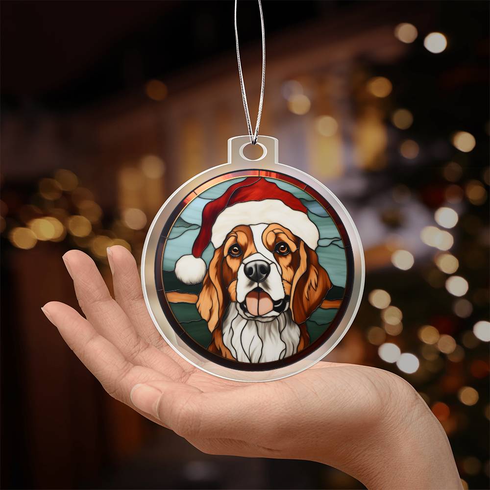 Dog Stained Glass Christmas Design 035 - Acrylic Ornament