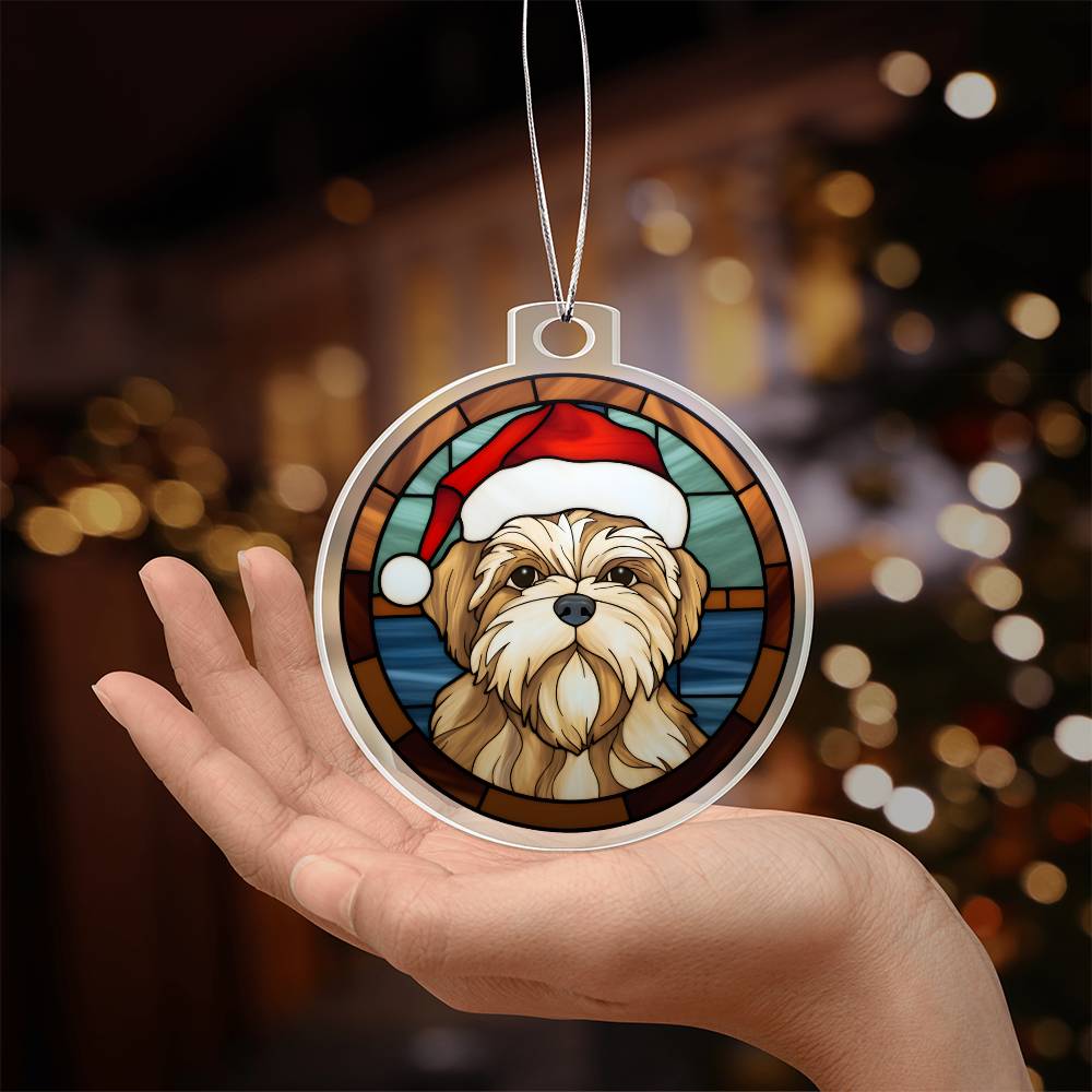 Dog Stained Glass Christmas Design 002 - Acrylic Ornament
