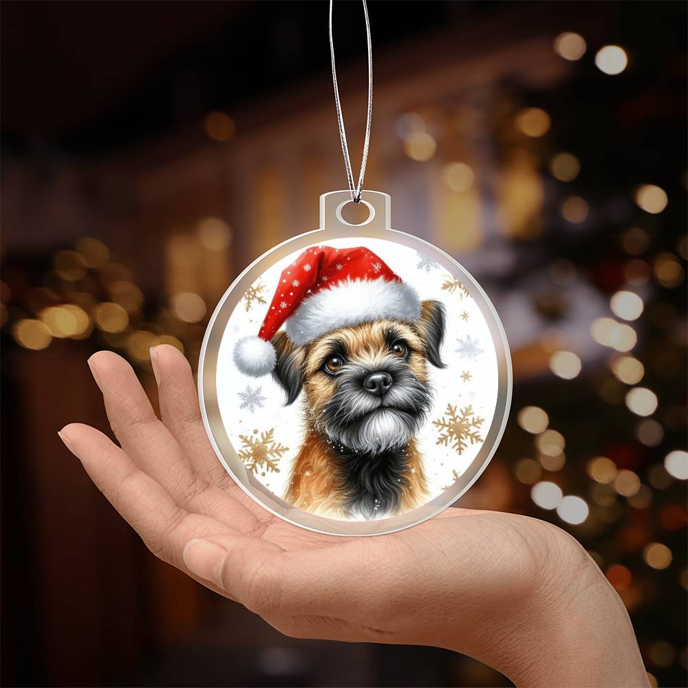 Christmas Dog - Border Terrier - Acrylic Ornament