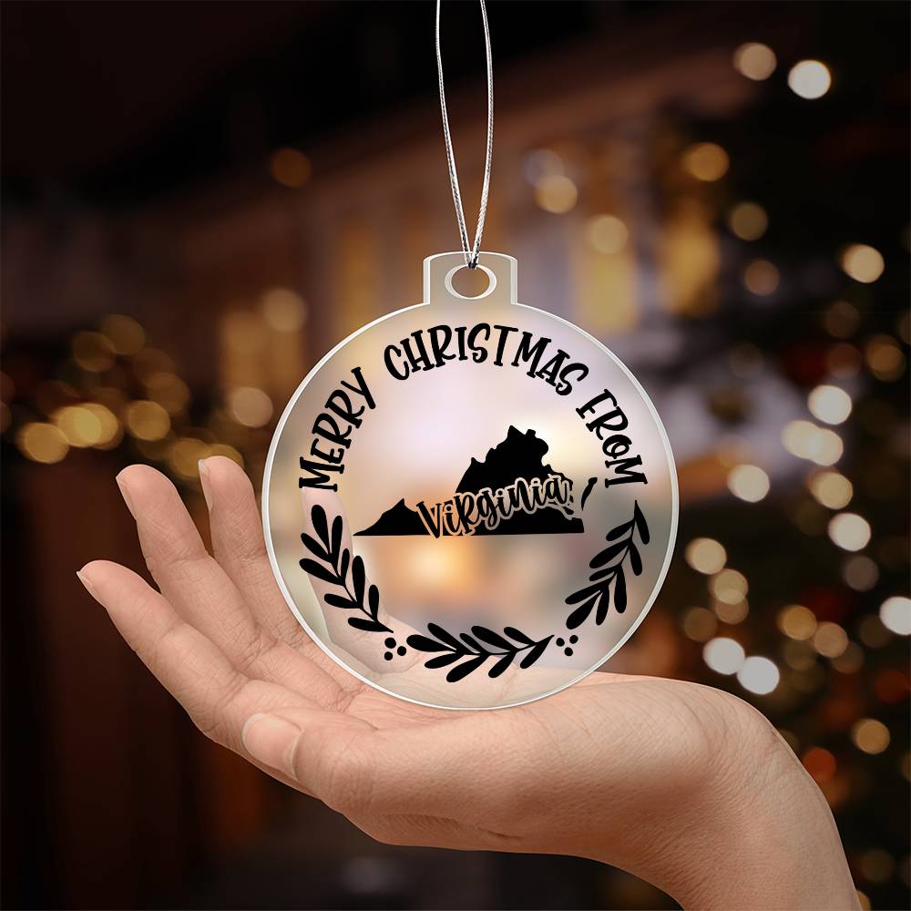 Merry Christmas From Virginia - Acrylic Ornament
