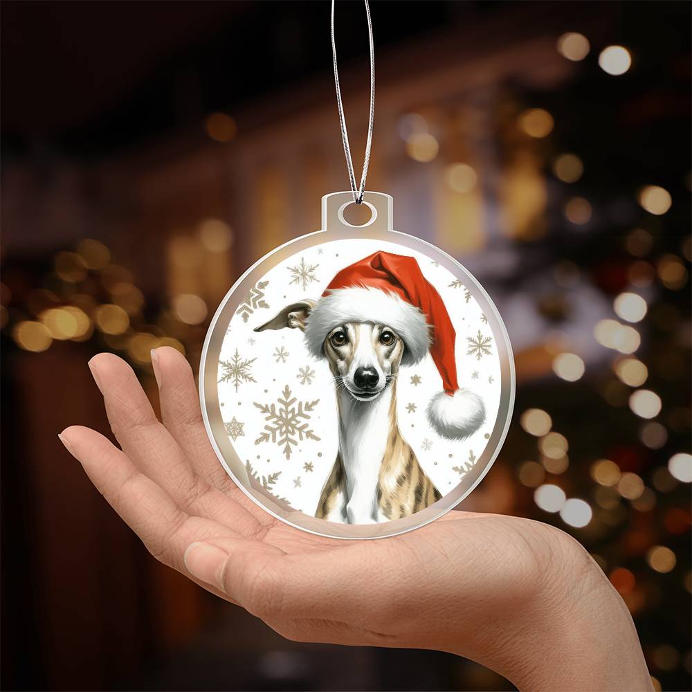 Christmas Dog - Whippet - Acrylic Ornament
