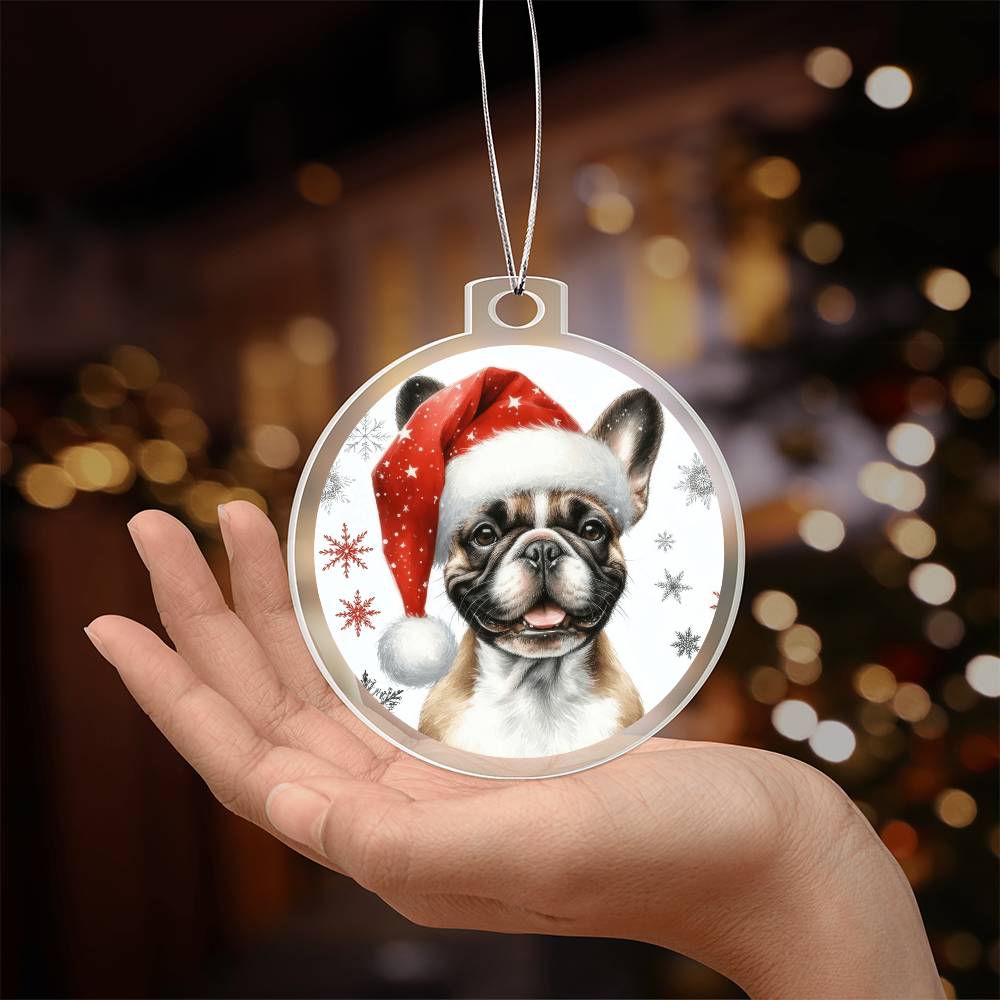 Christmas Dog - French Bulldog - Acrylic Ornament