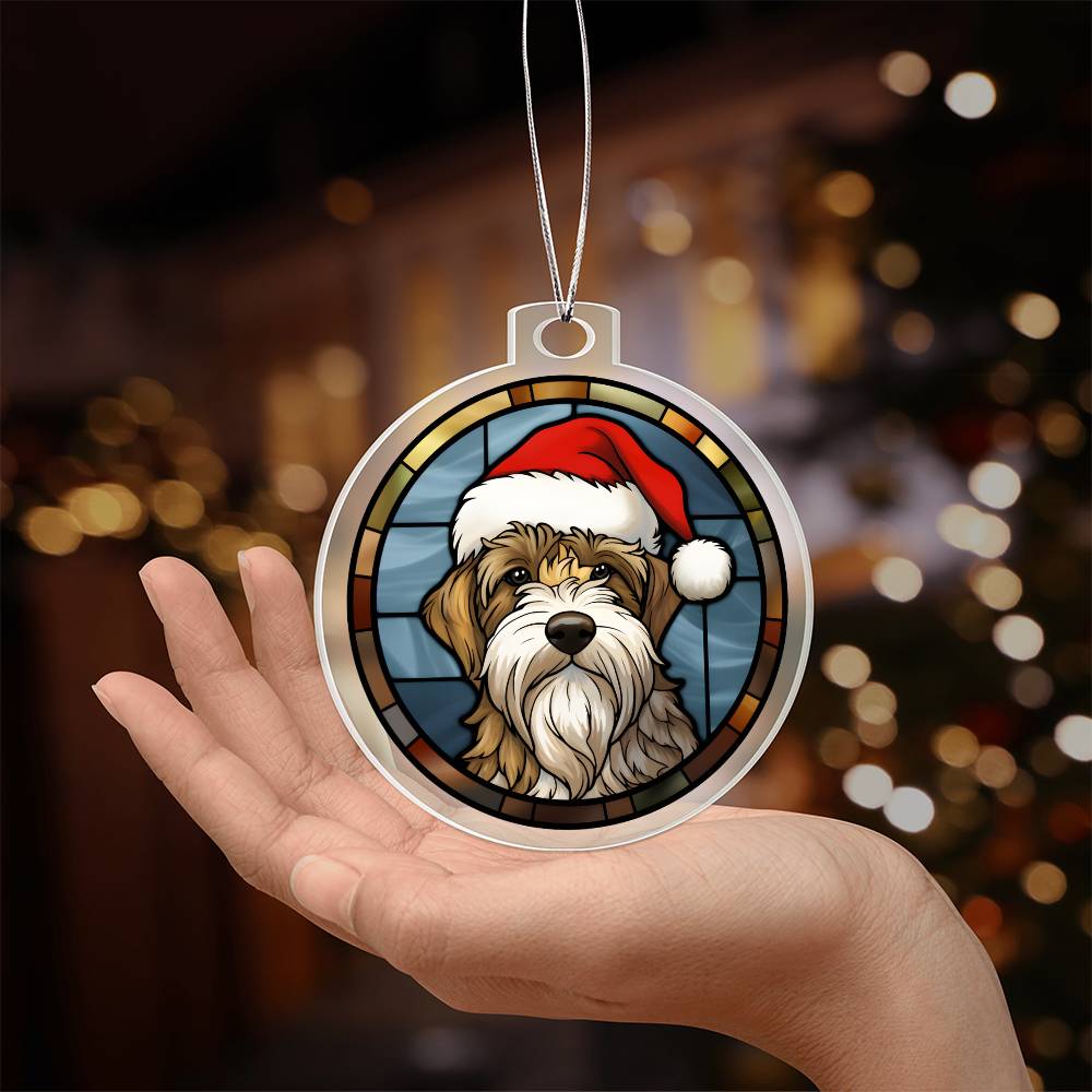Dog Stained Glass Christmas Design 009 - Acrylic Ornament