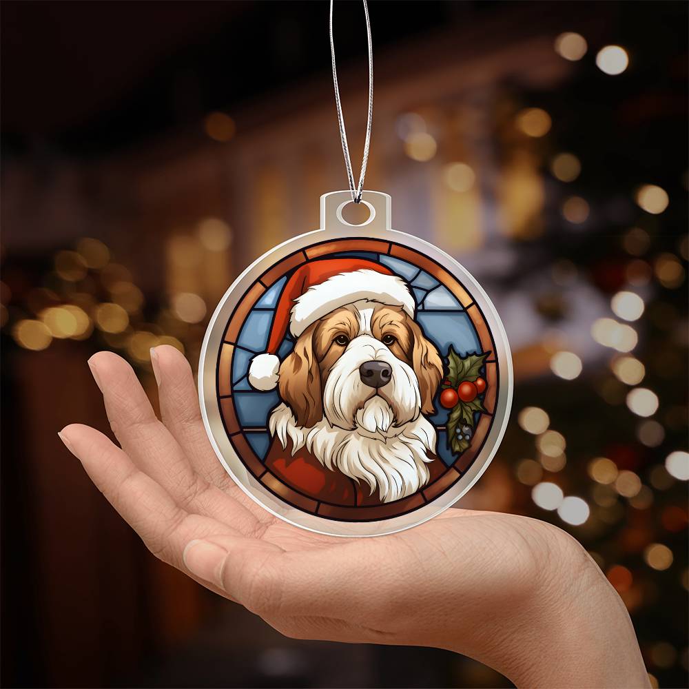 Dog Stained Glass Christmas Design 034 - Acrylic Ornament