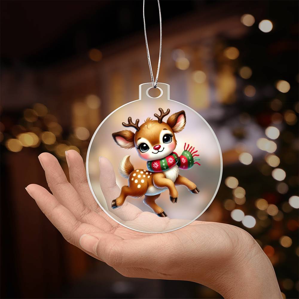Cute Christmas Reindeer 001 - Acrylic Ornament