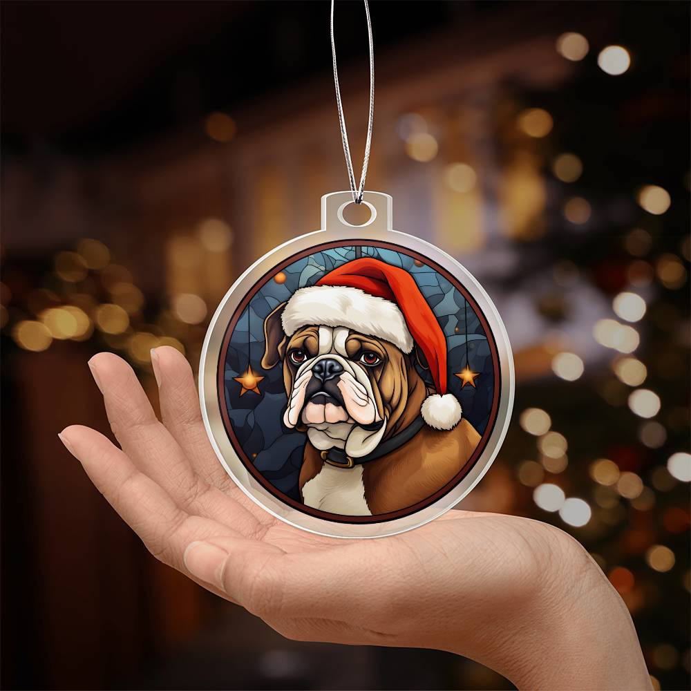 Dog Stained Glass Christmas Design 020 - Acrylic Ornament