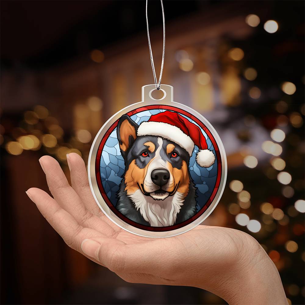 Dog Stained Glass Christmas Design 007 - Acrylic Ornament