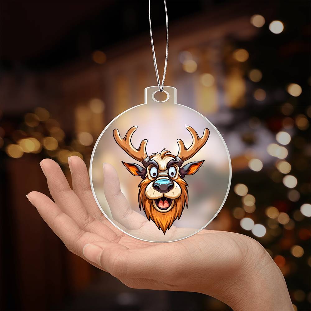 Funny Reindeer Face 16 - Acrylic Ornament