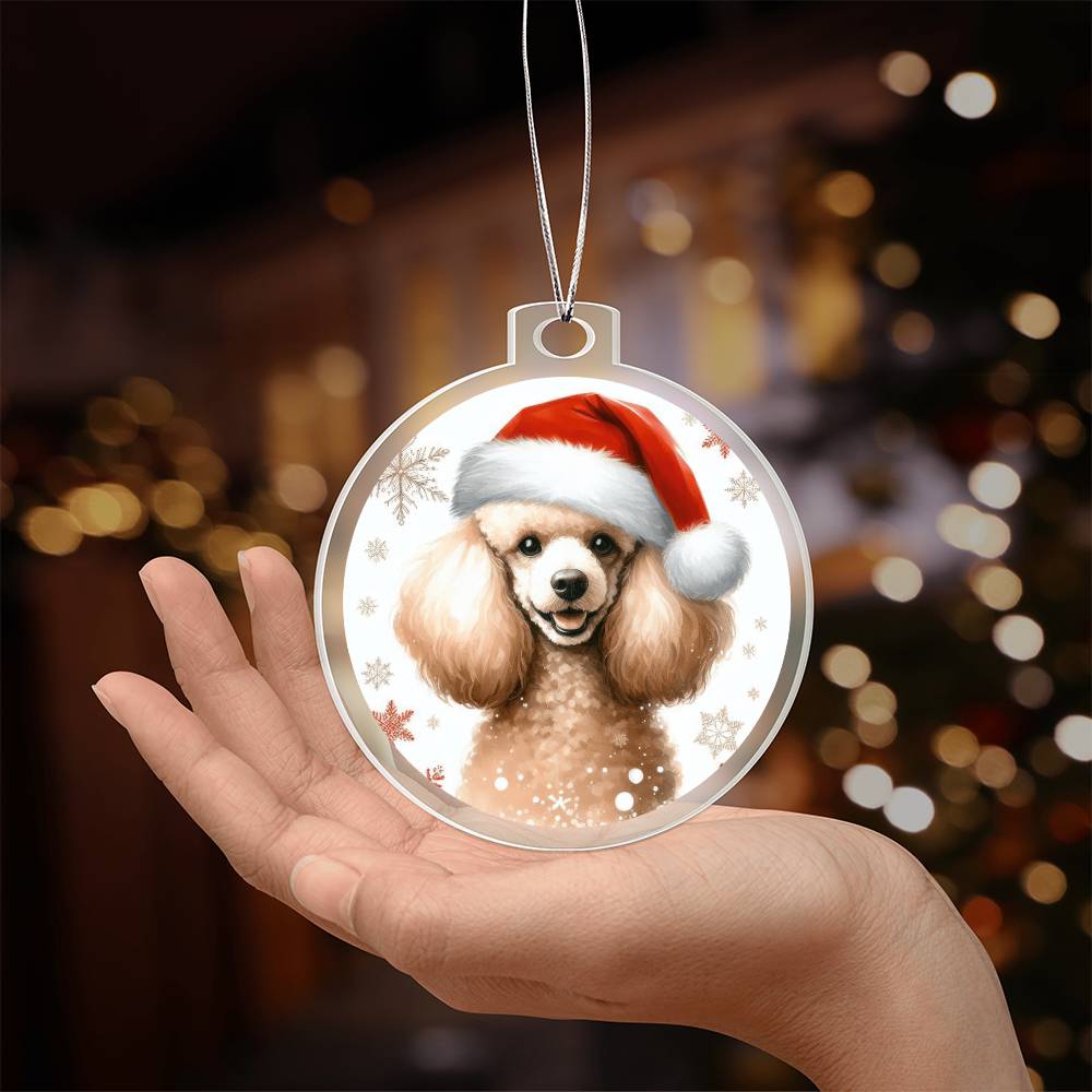 Christmas Dog - Poodle - Acrylic Ornament