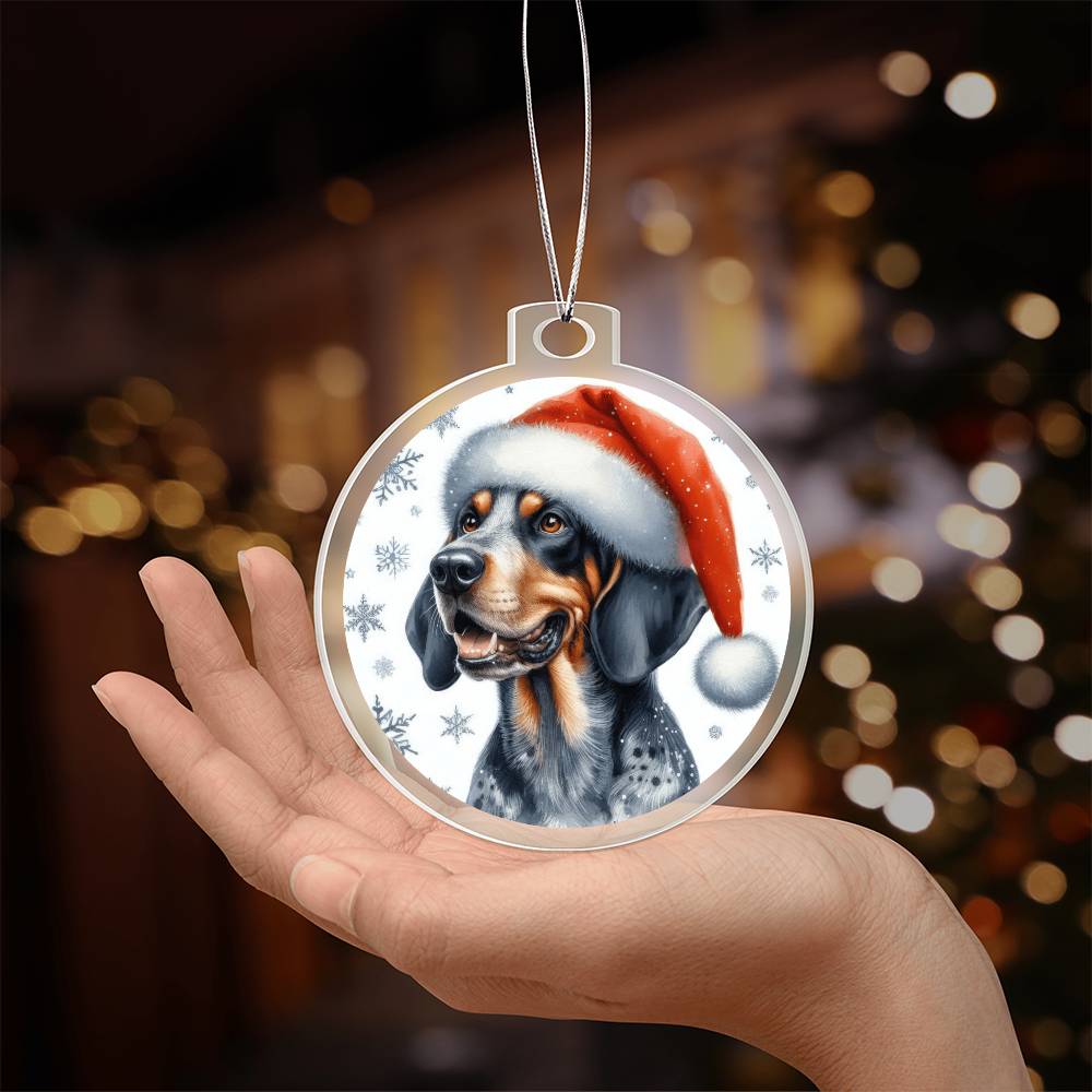 Christmas Dog - Bluetick Coonhound - Acrylic Ornament